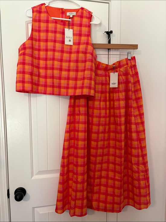 Avara Dresses & Skirts - Avara Pink & Orange Plaid Maxi Skirt - Bright Check Summer Style